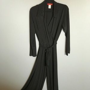 WallStreet - Long Sleev Belted Black Jumpsuit SZXL